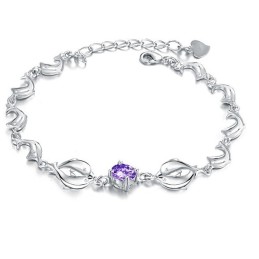 Bracelet En Titane Plaqué Platine En Forme De Dauphin Pour Femme, Durable Et À Usage Intensif, Avec Diamant