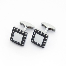 Boutons De Manchette En Titane Et Plaqué Ip Noir Avec Diamants