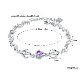 Bracelet En Titane Plaqué Platine En Forme De Dauphin Pour Femme, Durable Et À Usage Intensif, Avec Diamant