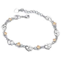 Bracelet En Titane Plaqué Platine Pour Femme, Durable Et À Usage Intensif, Avec Diamant