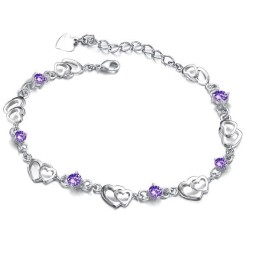 Bracelet En Titane Plaqué Platine Pour Femme, Durable Et À Usage Intensif, Avec Diamant
