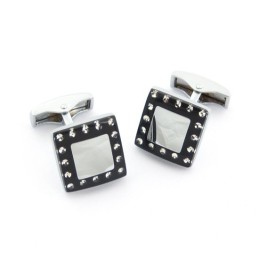 Boutons De Manchette En Titane Et Plaqué Ip Noir Avec Diamants