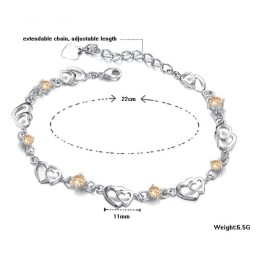 Bracelet En Titane Plaqué Platine Pour Femme, Durable Et À Usage Intensif, Avec Diamant