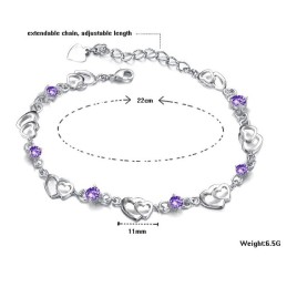 Bracelet En Titane Plaqué Platine Pour Femme, Durable Et À Usage Intensif, Avec Diamant