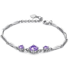 Bracelet En Titane Plaqué Platine Violet Pour Femme, De Qualité Stable, Avec Diamant