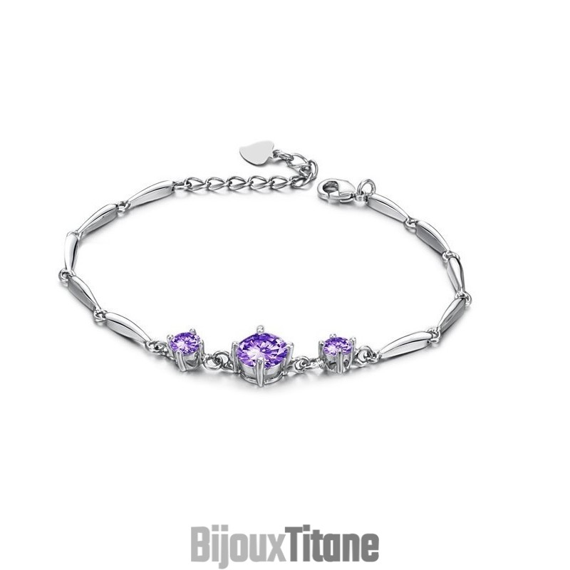 Bracelet En Titane Plaqué Platine Violet Pour Femme, De Qualité Stable, Avec Diamant Bracelet En Titane Plaqué Platine Violet Pour Femme, De Qualité Stable, Avec Diamant