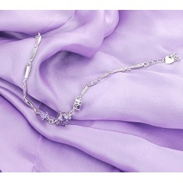 Bracelet En Titane Plaqué Platine Violet Pour Femme, De Qualité Stable, Avec Diamant