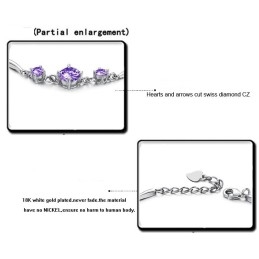 Bracelet En Titane Plaqué Platine Violet Pour Femme, De Qualité Stable, Avec Diamant
