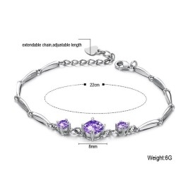 Bracelet En Titane Plaqué Platine Violet Pour Femme, De Qualité Stable, Avec Diamant