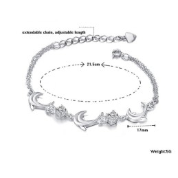 Bracelet En Titane Plaqué Platine En Forme De Dauphin Pour Femme De Haute Qualité Avec Diamant