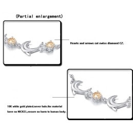 Bracelet En Titane Plaqué Platine En Forme De Dauphin Pour Femme De Haute Qualité Avec Diamant