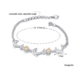 Bracelet En Titane Plaqué Platine En Forme De Dauphin Pour Femme De Haute Qualité Avec Diamant