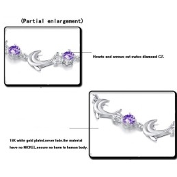 Bracelet En Titane Plaqué Platine En Forme De Dauphin Pour Femme De Haute Qualité Avec Diamant