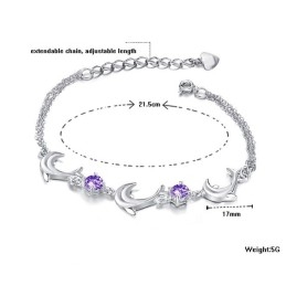 Bracelet En Titane Plaqué Platine En Forme De Dauphin Pour Femme De Haute Qualité Avec Diamant