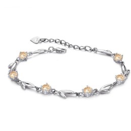 Bracelet En Titane Plaqué Platine Pour Femme Avec Diamants, Complet Et Conforme Aux Spécifications