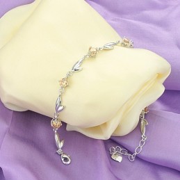 Bracelet En Titane Plaqué Platine Pour Femme Avec Diamants, Complet Et Conforme Aux Spécifications