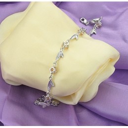 Bracelet En Titane Plaqué Platine Pour Femme Avec Diamants, Complet Et Conforme Aux Spécifications
