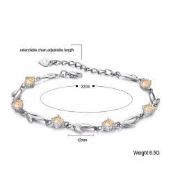 Bracelet En Titane Plaqué Platine Pour Femme Avec Diamants, Complet Et Conforme Aux Spécifications