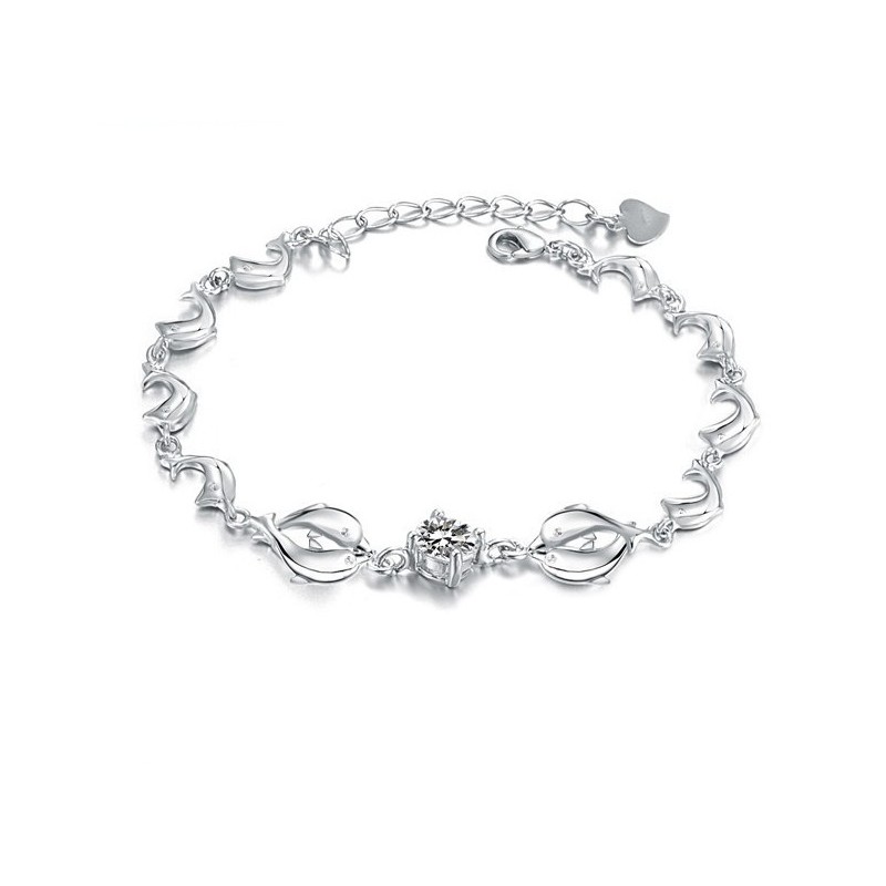Bracelet En Titane Plaqué Platine En Forme De Dauphin Pour Femme, De Qualité Fiable Et Avec Diamants Bracelet En Titane Plaqué Platine En Forme De Dauphin Pour Femme, De Qualité Fiable Et Avec Diamants