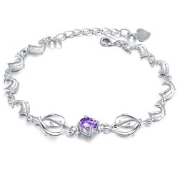 Bracelet En Titane Plaqué Platine En Forme De Dauphin Pour Femme, De Qualité Fiable Et Avec Diamants