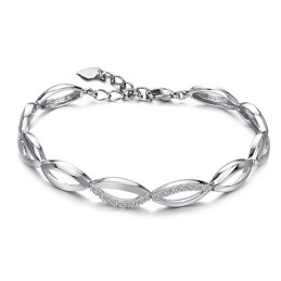 Bracelet En Titane Plaqué Platine Avec Diamant Pour Femme, La Reine De La Qualité