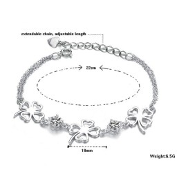 Bracelet En Titane Plaqué Platine En Forme De Trèfle Pour Femme De Haute Qualité Avec Diamant