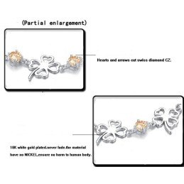 Bracelet En Titane Plaqué Platine En Forme De Trèfle Pour Femme De Haute Qualité Avec Diamant