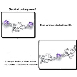 Bracelet En Titane Plaqué Platine En Forme De Trèfle Pour Femme De Haute Qualité Avec Diamant