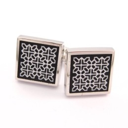 Boutons De Manchette Classiques En Titane Avec Fleur De Bon Augure