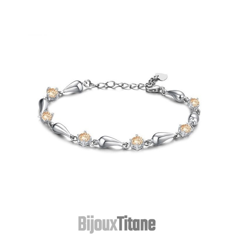 Bracelet En Titane Plaqué Platine Avec Diamants Pour Femme, D'Excellente Qualité Bracelet En Titane Plaqué Platine Avec Diamants Pour Femme, D'Excellente Qualité