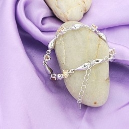 Bracelet En Titane Plaqué Platine Avec Diamants Pour Femme, D'Excellente Qualité