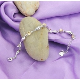 Bracelet En Titane Plaqué Platine Avec Diamants Pour Femme, D'Excellente Qualité