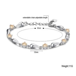 Bracelet En Titane Plaqué Platine Avec Diamants Pour Femme, D'Excellente Qualité