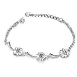 Bracelet En Titane Plaqué Platine En Forme De Trèfle Pour Femme, Durable Et À Utiliser
