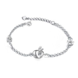 Bracelet En Titane Plaqué Platine Avec Diamants, En Forme De Pomme, Pour Femme, Complet Avec Spécifications
