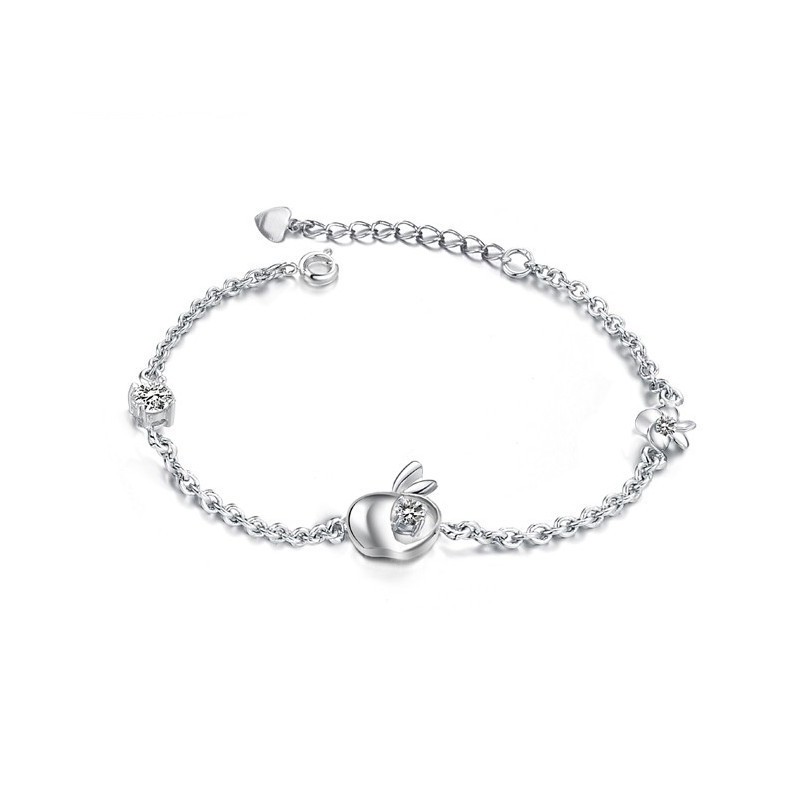Bracelet En Titane Plaqué Platine Avec Diamants, En Forme De Pomme, Pour Femme, Complet Avec Spécifications Bracelet En Titane Plaqué Platine Avec Diamants, En Forme De Pomme, Pour Femme, Complet Avec Spécifications