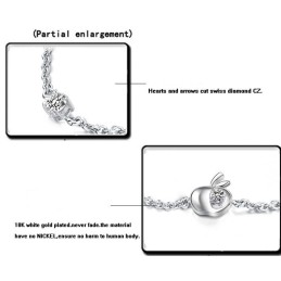 Bracelet En Titane Plaqué Platine Avec Diamants, En Forme De Pomme, Pour Femme, Complet Avec Spécifications