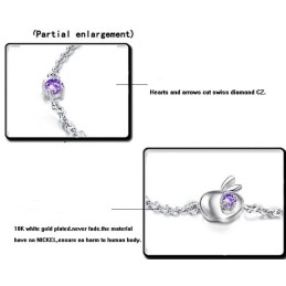 Bracelet En Titane Plaqué Platine Avec Diamants, En Forme De Pomme, Pour Femme, Complet Avec Spécifications