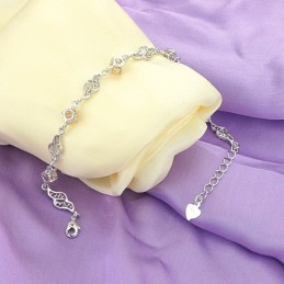 Bracelet En Titane Plaqué Platine Creux De Haute Qualité Pour Femme Avec Diamant