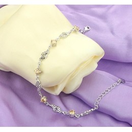 Bracelet En Titane Plaqué Platine Creux De Haute Qualité Pour Femme Avec Diamant