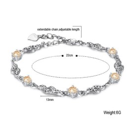 Bracelet En Titane Plaqué Platine Creux De Haute Qualité Pour Femme Avec Diamant