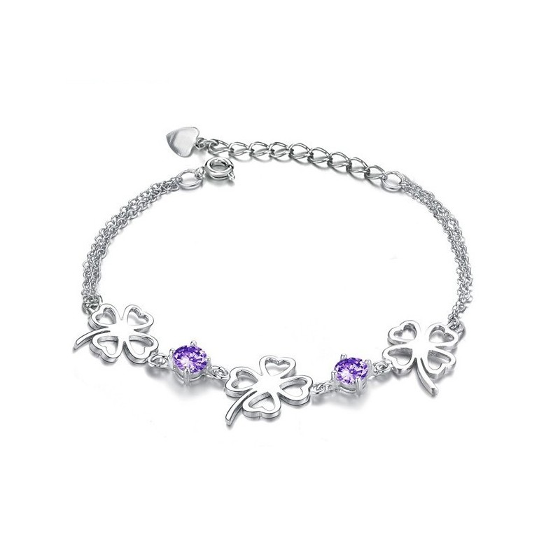 Bracelet En Titane Plaqué Platine En Forme De Trèfle Pour Femme D'Excellente Qualité Bracelet En Titane Plaqué Platine En Forme De Trèfle Pour Femme D'Excellente Qualité