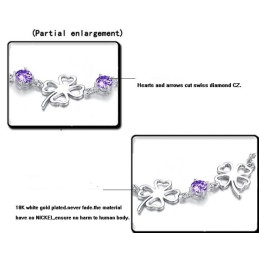 Bracelet En Titane Plaqué Platine En Forme De Trèfle Pour Femme D'Excellente Qualité