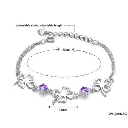 Bracelet En Titane Plaqué Platine En Forme De Trèfle Pour Femme D'Excellente Qualité