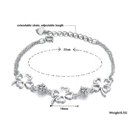 Bracelet En Titane Plaqué Platine En Forme De Trèfle Pour Femme D'Excellente Qualité