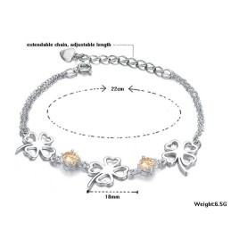 Bracelet En Titane Plaqué Platine En Forme De Trèfle Pour Femme D'Excellente Qualité