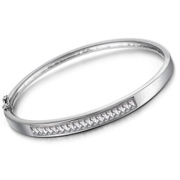 Bracelet Jonc En Titane Plaqué Platine Et Diamant Pour Femme, Hypoallergénique Et De Qualité Fiable