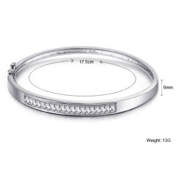 Bracelet Jonc En Titane Plaqué Platine Et Diamant Pour Femme, Hypoallergénique Et De Qualité Fiable
