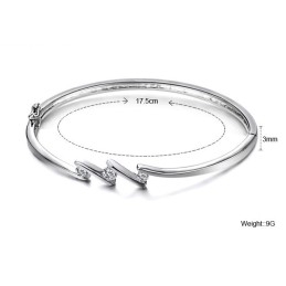 Bracelet Jonc En Titane Plaqué Platine Avec Strass, Hypoallergénique, Qualité Et Quantité Garanties