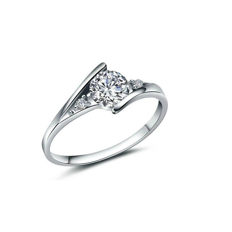 Bague En Titane Plaqué Platine Pour Femme, Durable Et À Usage Intensif, Avec Strass Bague En Titane Plaqué Platine Pour Femme, Durable Et À Usage Intensif, Avec Strass